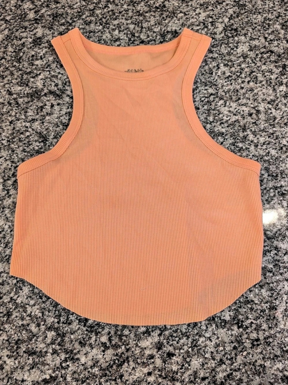 Wild Fable Ribbed High Neck Curved Hem Crop Tank Top Pink Medium
